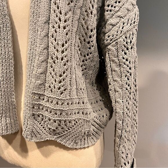 Jessica Simpson crop long sleeve open cardigan size medium very pale dust green - Picture 3 of 12